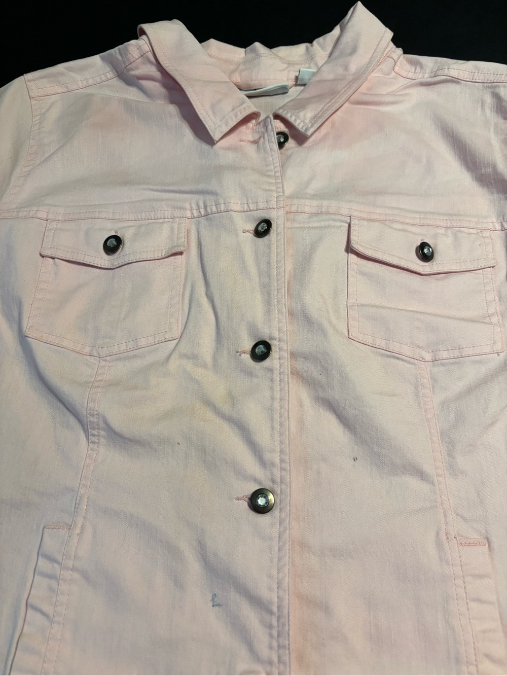 Denim & Co 3X Light Pink Jean Jacket Rhinestone Bling Buttons Laundered Unworn